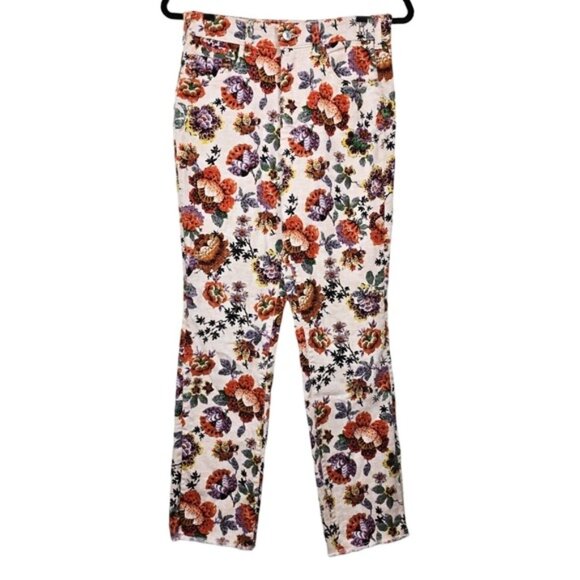 Anthropologie Womens Pilcro Floral Print Cigarette Slim Straight Jeans Size 28 - Picture 2 of 10